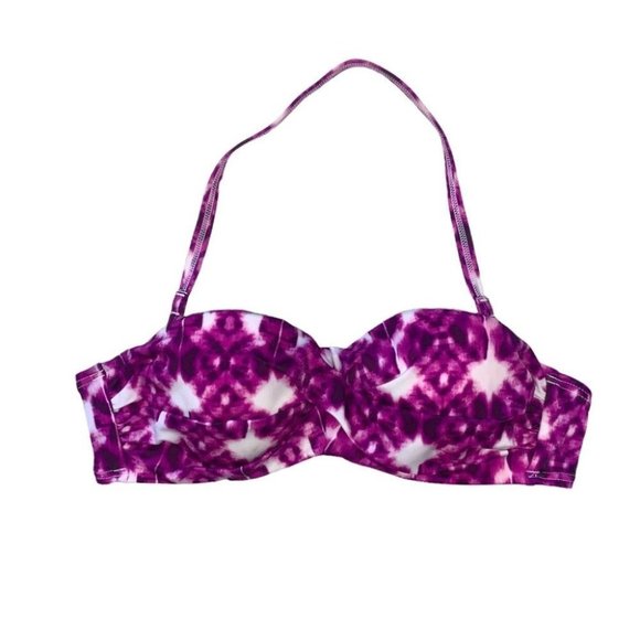 Victoria’s Secret Halter Bikini Top Swimwear  Underwire Purple White Size‎ 34A - Picture 1 of 6